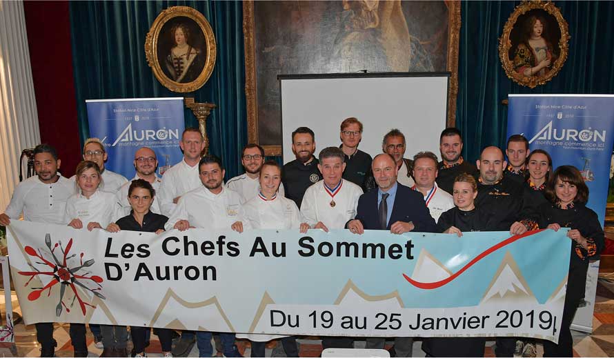 Les chefs au sommet d'Auron. Virginie Basselot marraine 2019
